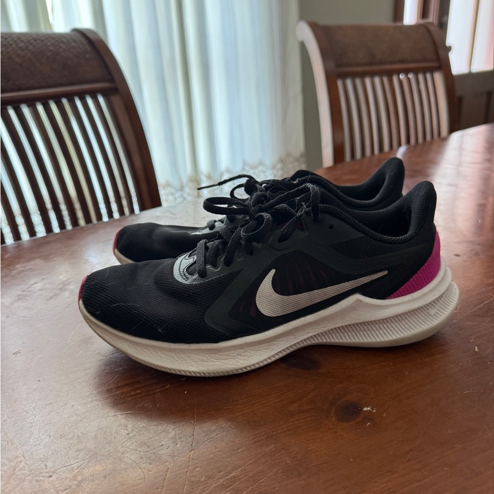 Nike Black and Pink Sneakers with Breathable Mesh